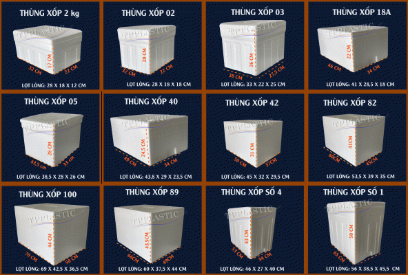 Kích thước thùng xốp: Cách chọn & Ứng dụng thực tế