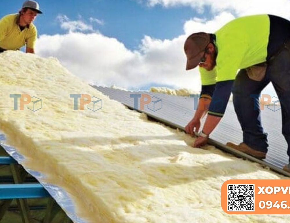 Thi công bông thuỷ tin dạng tấm