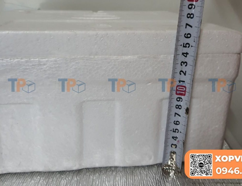 Chiều sâu (cao) phủ bì thùng xốp 2kg