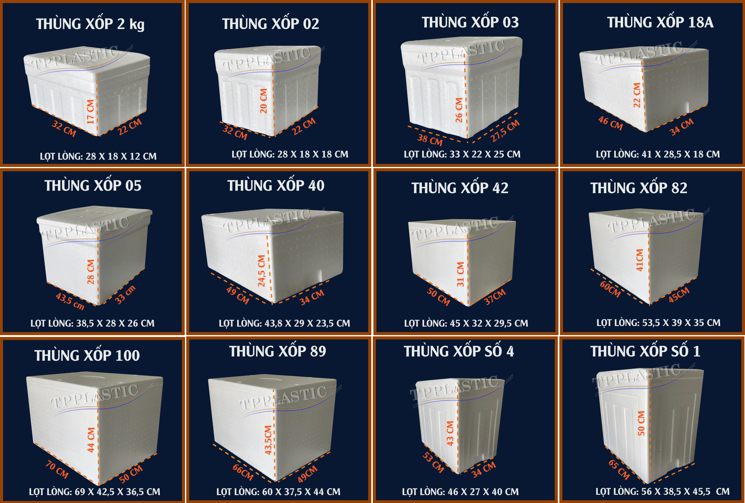 Kích thước thùng xốp: Cách chọn & Ứng dụng thực tế
